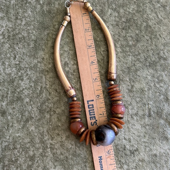 Vintage metal/disc/beaded necklace - Picture 7 of 7